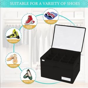 Brand new in box shoe storage container black holds 16 pairs off shoes